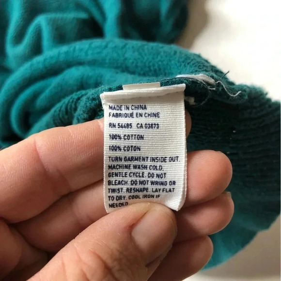 Teal Cotton 3/4 Sleeve  Sweater - Picture 6 of 9